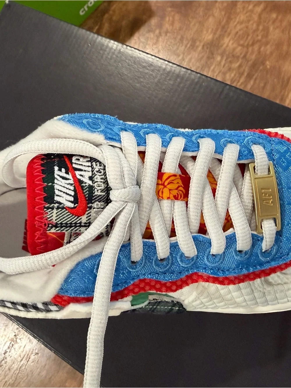 Nike Kids White Multicolor Patchwork Air Force Style Sneaker